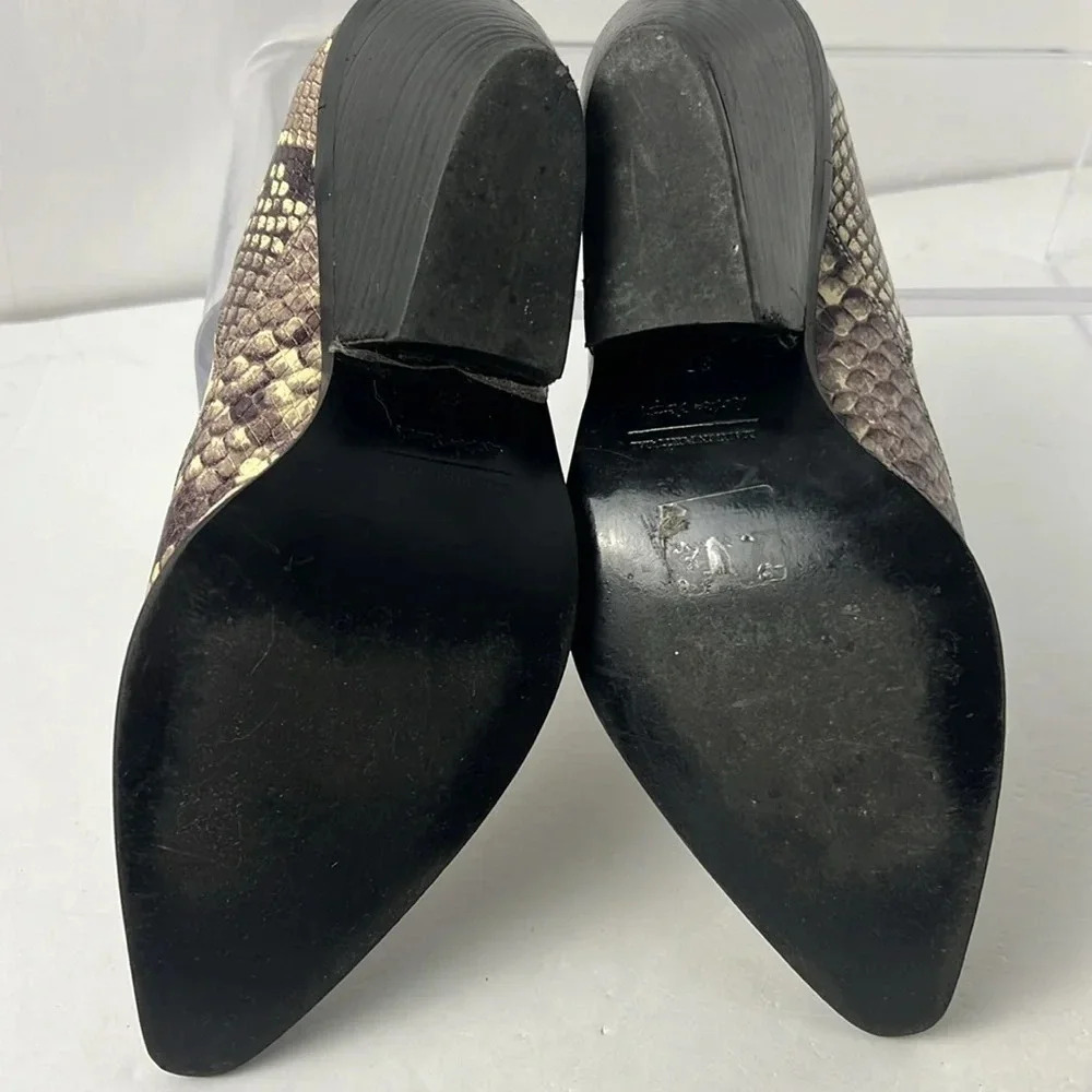 & Other Stories Snakeskin Pointed Toe Ankle Chelsea Bootie Stacked Heel Size 7 - Picture 7 of 13